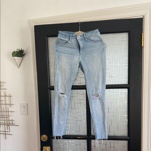 Express Distressed Light Blue Skinny Jeans